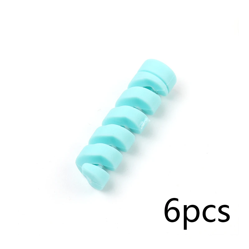 6 шт. мобильный телефон usb устройство для сматывания кабеля анти-разрыв силиконовый спиральный кабель протектор для iphone Android для samsung xiaomi huawei кабель - Цвет: Синий