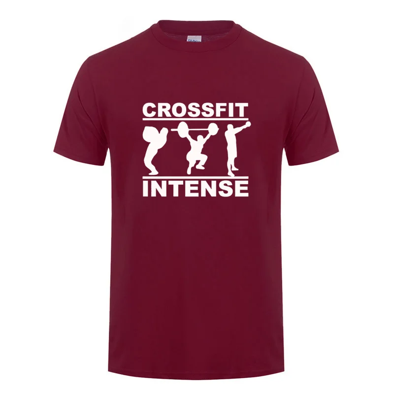 CrossFit Intense футболка Забавный подарок на день рождения для мужчин Папа Отец муж круглый вырез хлопковая Футболка фитнес бодибилдинг одежда - Цвет: Бургундия