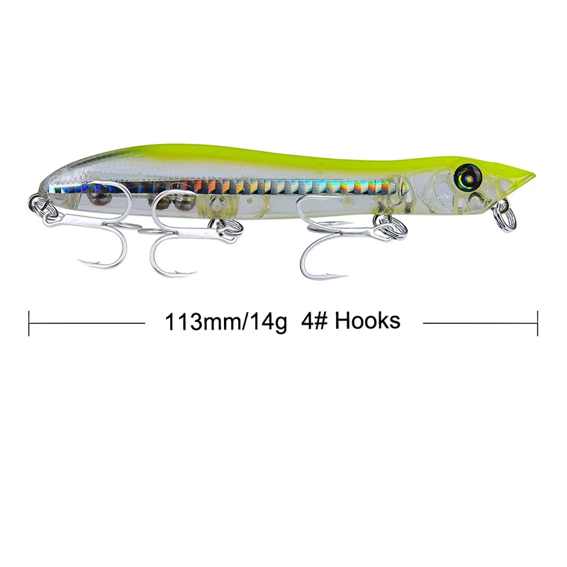 1pcs Topwater Snake Head Popper Fishing Lure 113mm 14g Plastic Hard Baits Lure Fishing Iscas Artificial Para Pesca - Цвет: 1