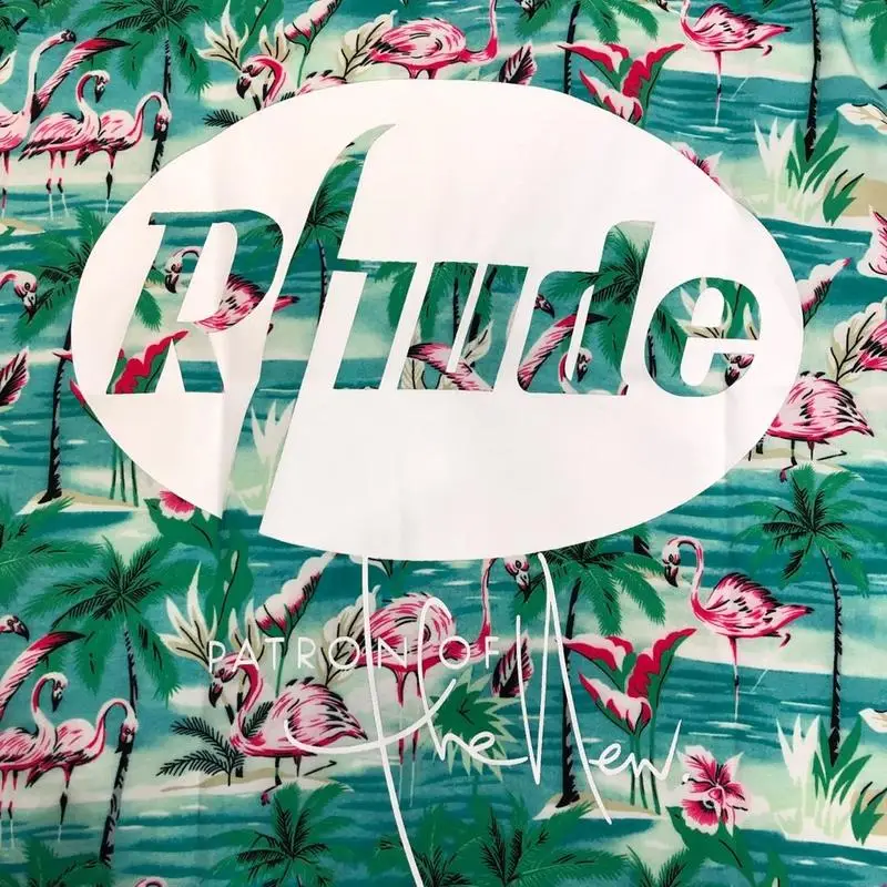 Rhude X Patron Shirt Men Flamingos Mint Green New York Limited Edition Flamingo Skateboard Short Sleeve 5