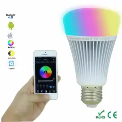 8 Вт Smart Светодиодный лампы Bluetooth 4,0 E27 затемнения RGBWW Ми свет светодиодный светильник Цвет изменить музыка мяч светодиодный свет для Android IOS 110