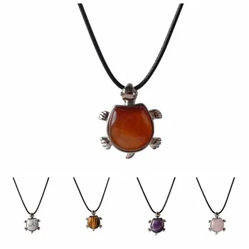 2017 Natural stone red agate amethyst rose red agate longevity turtle necklace pendant, girl boy suits dance jewelry