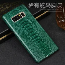 サムスンギャラクシー S6 S7 S8 S9 s10 プラス注 8 9 A5 A7 A8 2018 J3 J5 J7 リアル天然ダチョウ脚の皮膚スリム包括的なバックカバー(China)