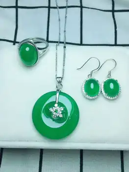 

c1#925 silver inlaid natural chalcedony set!