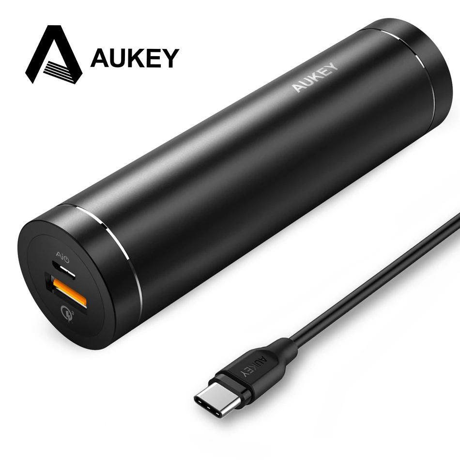 AUKEY lipstick Power Bank Quick Charge 3.0 5000mAh Mini headphones