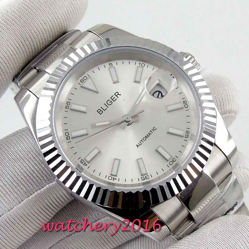

New Arrival 40mm Bliger Sterile dial luminous Sapphire Glass Date Stainless steel case Automatic movement Men's business Watch