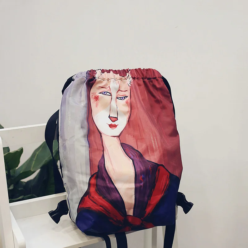 Menghuo Designer 6 Patterns Cat Printing Women Classic Mochila Drawstring Bags Travel backpack School Bag Leisure Bagpack Brand (21)