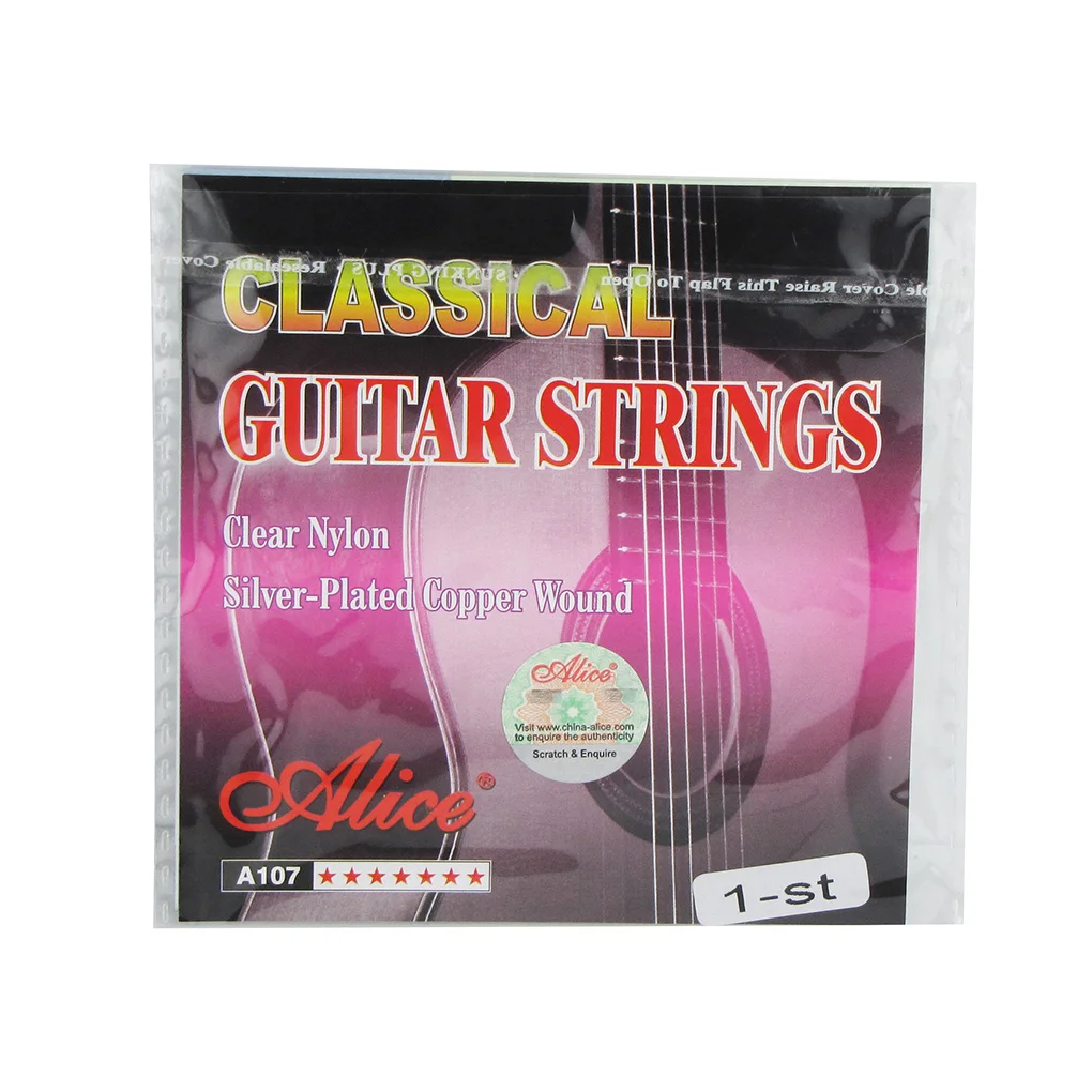 Alice 1Pcs A107 E 1 Classical Guitar Strings Clear Nylon Core Silver