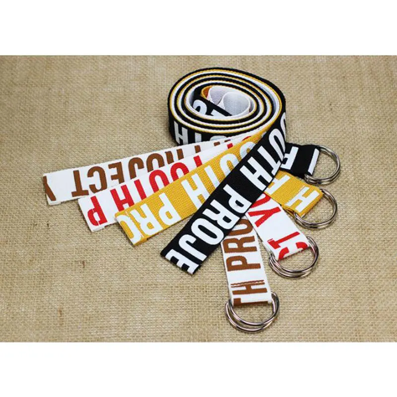 

2019 Unisex Canvas Belts Letters Printed D Ring Double Buckle Student Belt Fashion Belts Student Letter Canvas Belt