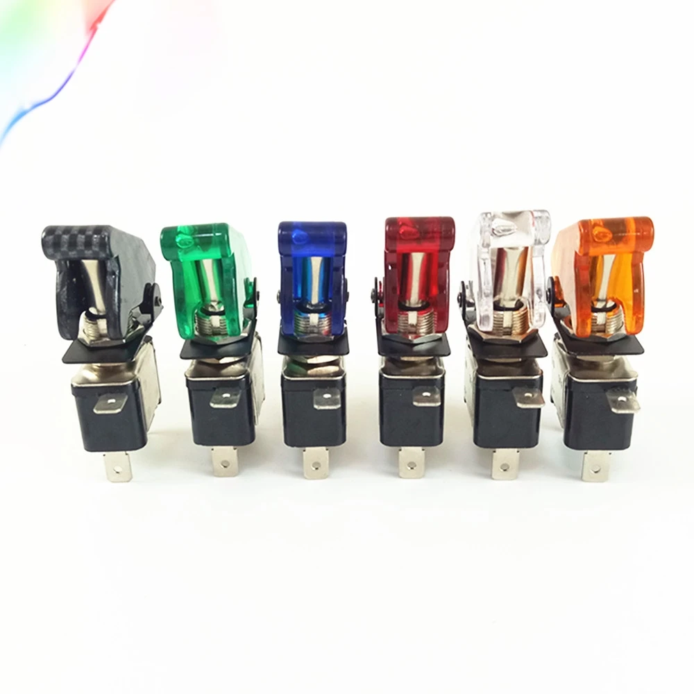 

Auto Boat Truck Illuminated Led Toggle Car Switch With Safety Aircraft Flip Up Cover Guard Red Blue Green Yellow White 12V20A TM