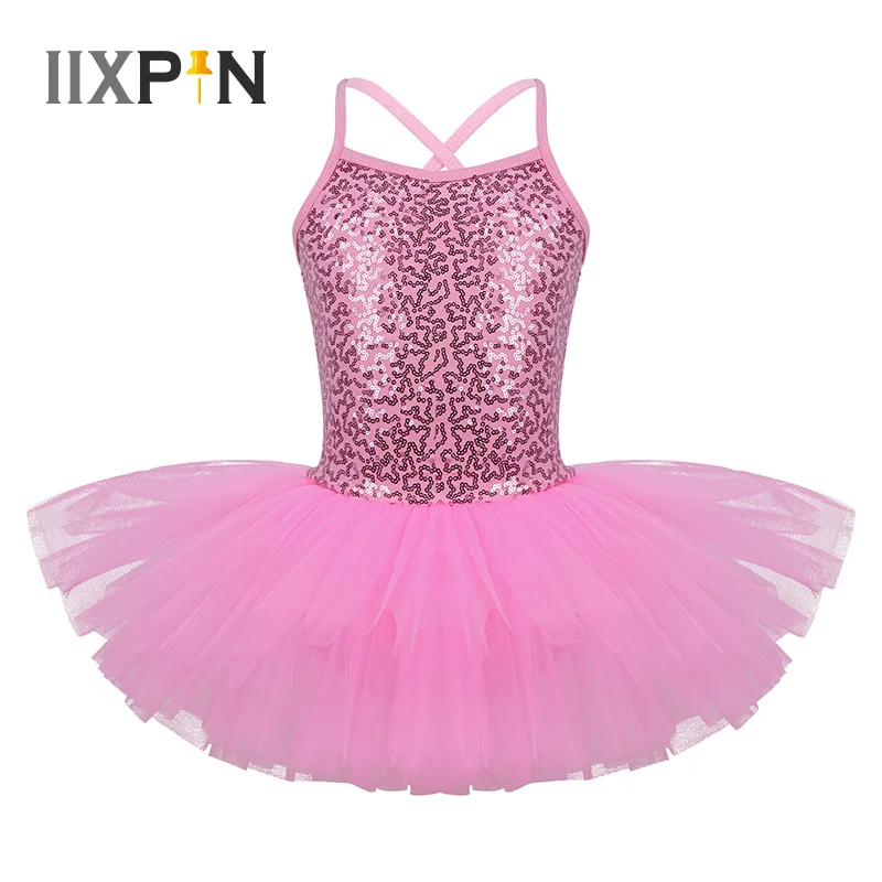 

IIXPIN Girls ballet dress gymnastic Children ballerina dress kids Sequined Ballet Tutu Dress Dance Leotard Dress For Girls Dance