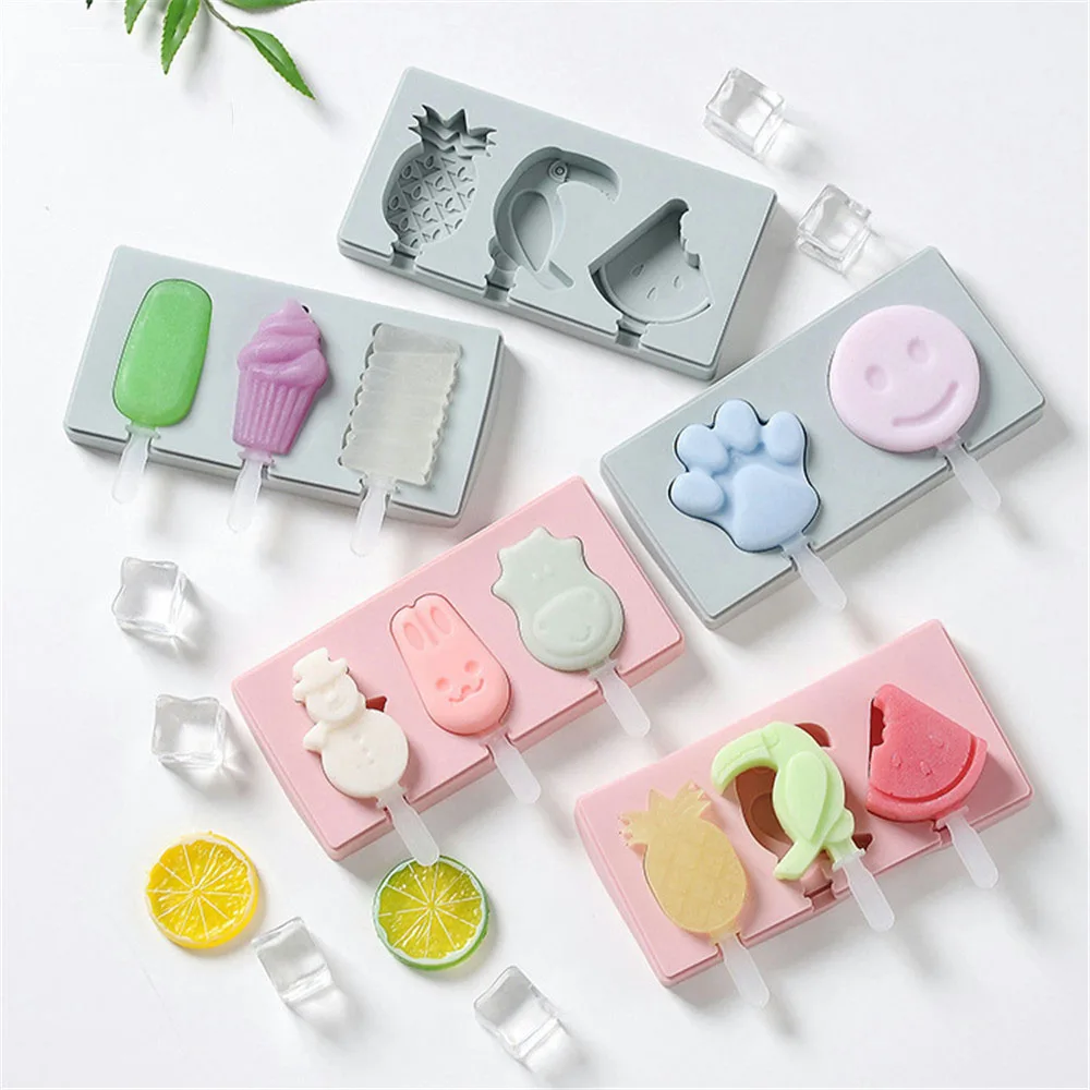 

14 Style DIY Silicone Ice Cream Mold Popsicle Molds Popsicle Maker Holder Frozen Ice Mould with Popsicle Sticks Lid Kitchen Tool