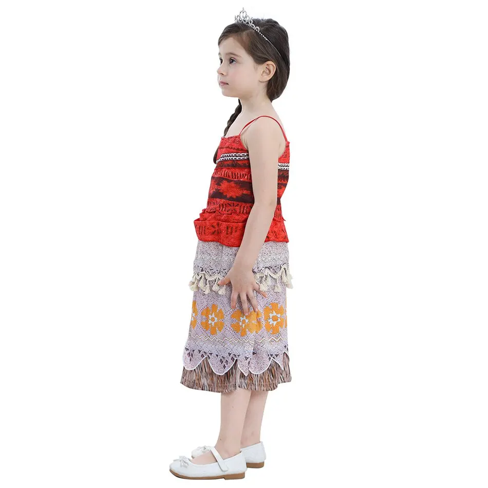 MUABABY Одежда для девочек «Моана»; детские летние туфли с ремешками; карнавальный костюм принцессы Vaiana; Детский комплект из 2 предметов; пляжный сарафан; От 3 до 10 лет