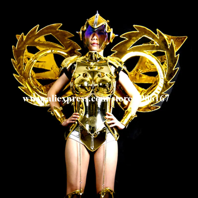 Fashion Gold Plated Catwalk Shows Costumes Wings Suit Clothing Party Singer DJ KTV Bar Performance Dance Dress Clothes08