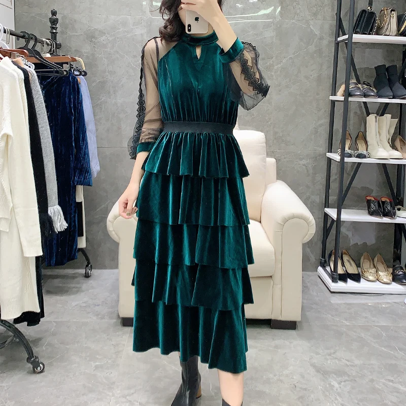 2019 Real Geplooide Volledige Vrouwen Jurk Plus Size Vadim 2019 Voorjaar Nieuwe vrouwen Jurk Hoge Taille Taart Garen Stiksels fluwelen Kleding 2019 Real Geplooide Volledige Vrouwen Jurk Plus Size Vadim 2019 Voorjaar Nieuwe vrouwen Jurk Hoge Taille Taart Garen Stiksels fluwelen Kleding