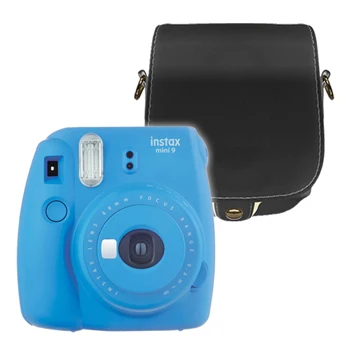 Fujifilm Instax Mini 9 мгновенный фото камера кобальт синий+ черный чехол из искусственной кожи Сумка Чехол - Цвет: Cobalt Blue