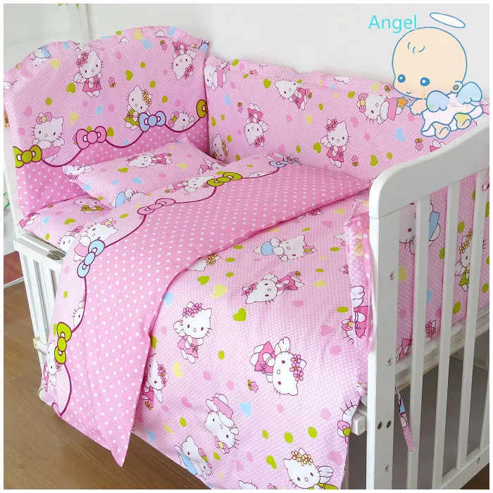 

6Pcs Cartoon Cot Bumper Baby Crib Bedding Set with Bumper Bedding Set (bumper+sheet+pillow cover)