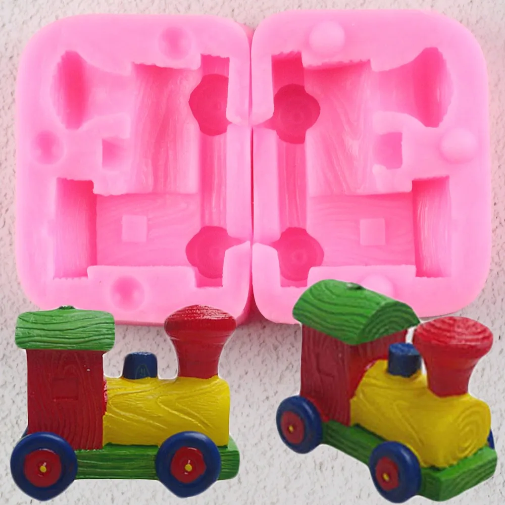 Sugarcraft маленький поезд силиконовые формы Помады Плесень Торт декоративное устройство для шоколада Gumpaste Плесень