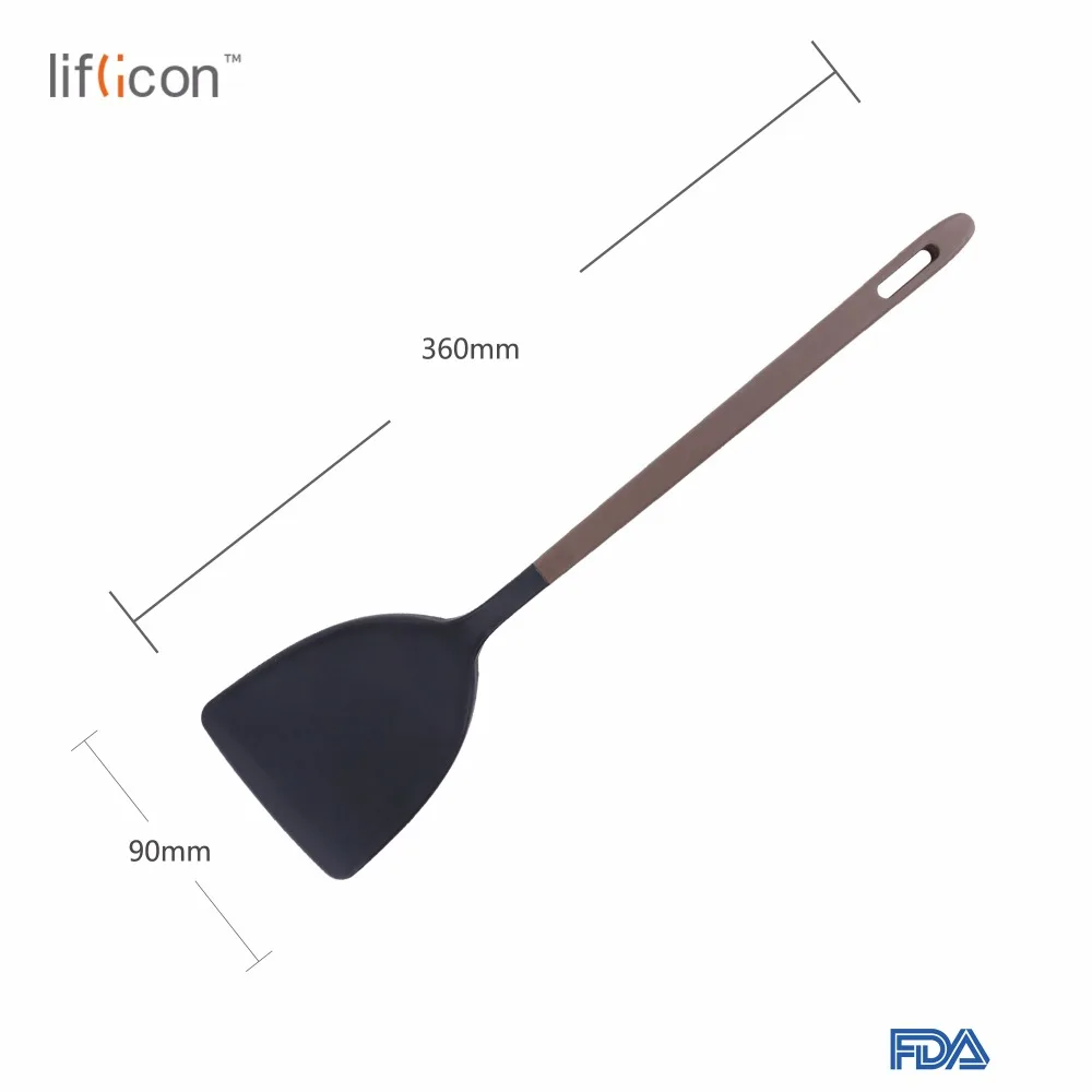 Liflicon силиконовая лопаточка Тернер рисовое весло набор посуды антипригарная силиконовая головка с Handle-2pcs