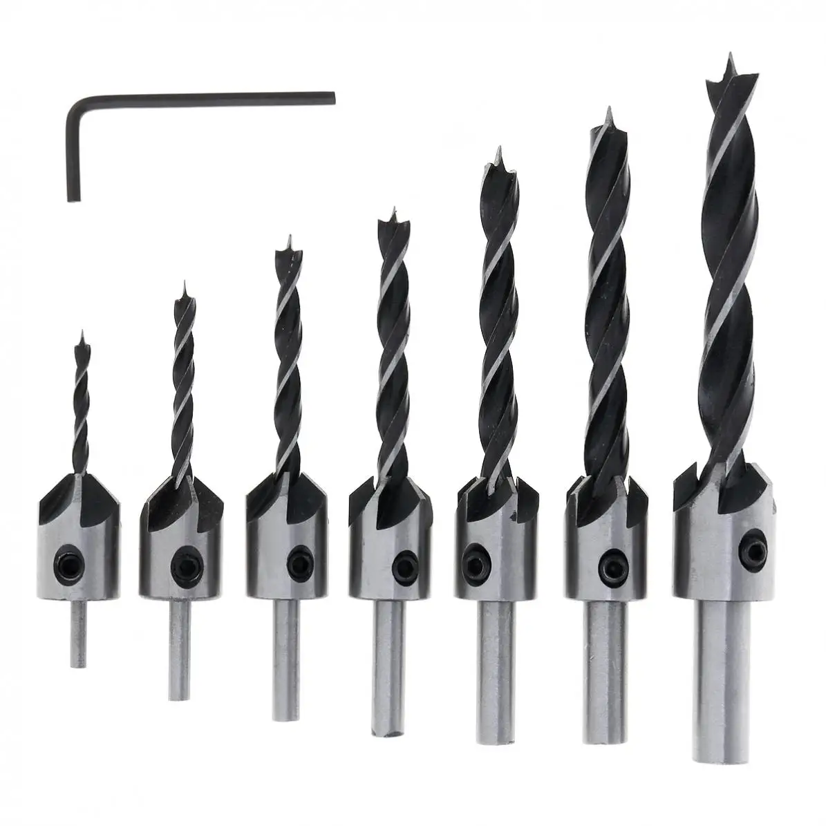 

7pcs 5 Flute Countersink Drills Bit HSS Drills Bit Reamer Set For Woodworking Chamfer 3-10mm Twist Drill Bit Set Gun Drill Bit