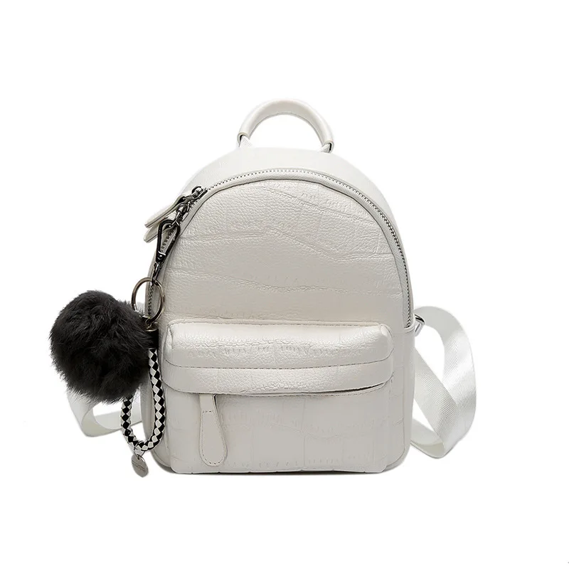 

2018 korean backpack PU leather Backpack for school teenager Mini Back Pack plush ball girl Small Backpacks mini mochila
