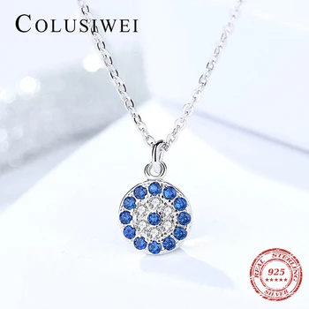 

Colusiwei Hot Sale 100% 925 Sterling Silver Lucky Blue Eye Clear CZ Pendant Necklace Women Luxury Sterling silver Fine Jewelry