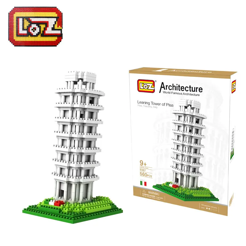 DIY Leaning Tower Pisa Model Building Blocks World Famous Building Blocks Toys 3d Model PVC