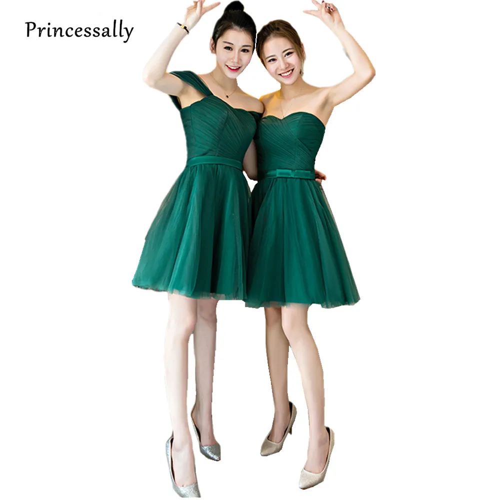

Vestido De Festa Cheap Emerald Green Bridesmaid Dresses Short Sweetheart Pleat Simple Elegant Prom Party Gown Vestido Madrinha