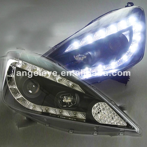 

For Honda Fit Jazz LED Head Lamps Projector Lens Black Housing Color 2009-2010 Year JY