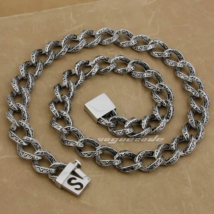 LINSION 316L Stainless Steel 18" 36" Mens Biker Rocker Punk Necklace