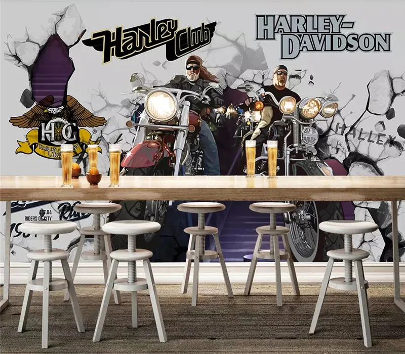 Hand-painted graffiti character locomotive Harley motorcycle professional production mural wholesale wallpaper custom photo wall Hand-painted graffiti character locomotive Harley motorcycle professional production mural wholesale wallpaper custom photo wall