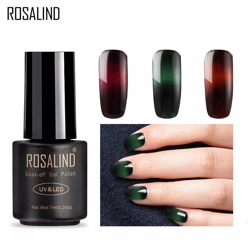 

ROSALIND Gel 1S Nail Gel Polish 7ml 3D effect Cat Eye+Titanium Vernis Semi Permanent UV LED Gel Lacquer manicure for Nail Art