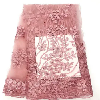 

African Style French Lace Fabric French African Tulle Laces Fabrics 2018 Fashionable Nigerian Lace Fabrics With Stones HJ744-1