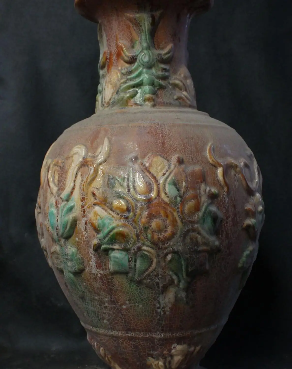 16&quotOld Imperial Dynasty Tang Sancai Pottery Porcelain Flower Vase Bottle Pot | Дом и сад