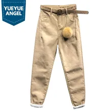 Осень зима флисовые плотные джинсы женские теплые облегающие повседневные хлопковые джинсовые штаны Дамская уличная мода шаровары женские