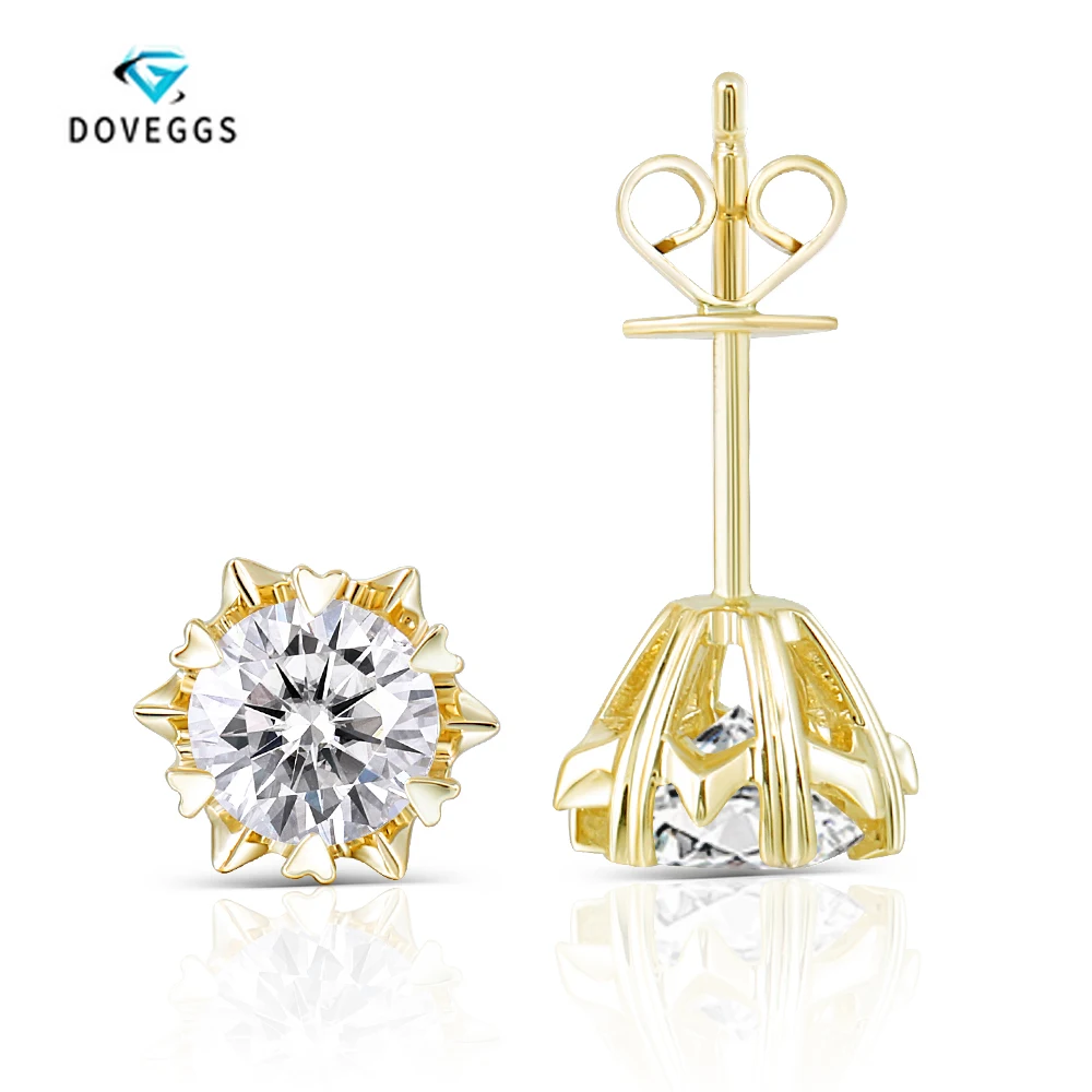Серьги гвоздики DovEggs из желтого золота 585 к 1 2 карат 5 мм|Серьги-гвоздики| |