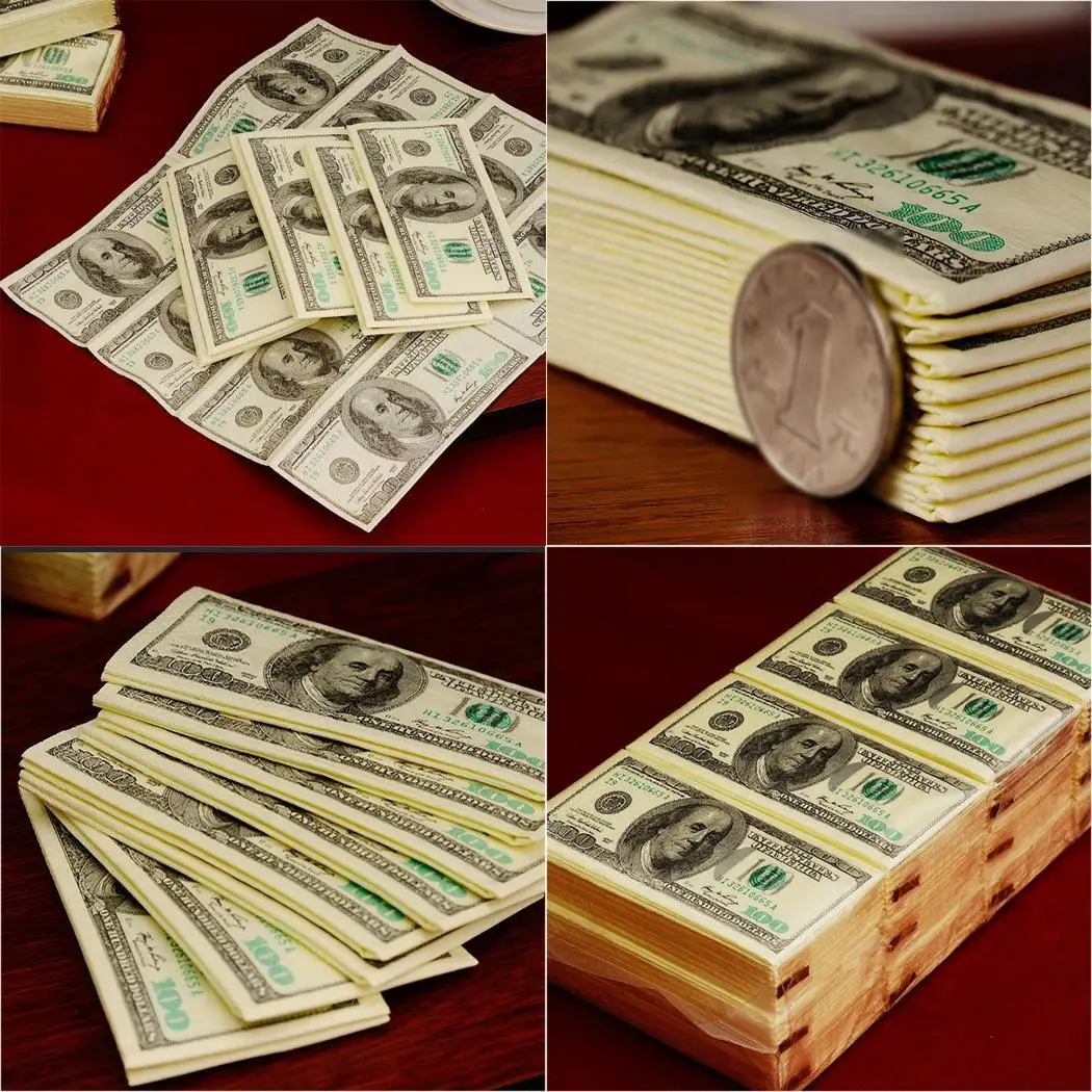 Креативная смешная 100 долларов бумажная салфетка для банкнот, с принтом денег, 3 слоя папиросной бумаги, туалетная бумага, вечерние принадлежности, подарок - Цвет: as picture