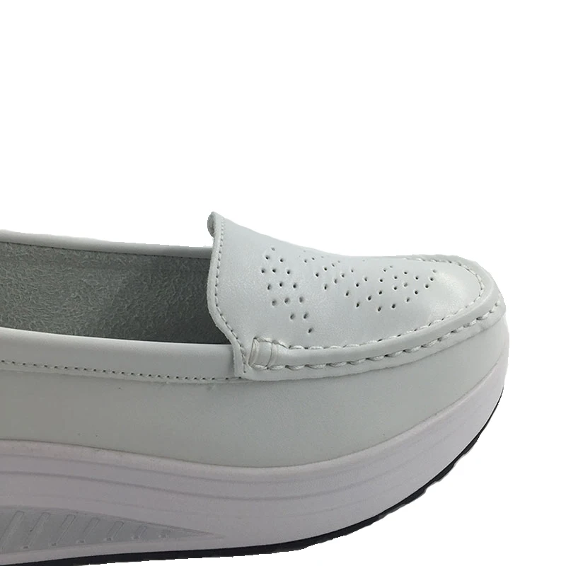ZHENZHOU/Весенняя повседневная женская обувь из натуральной кожи для мам; обувь для танцев; Белая обувь для медсестры; нескользящая обувь на платформе размера плюс