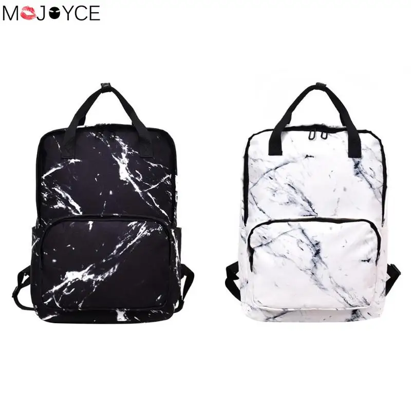 Japan Style Canvas Backpack for Women 2018 Marble Stone Pattern