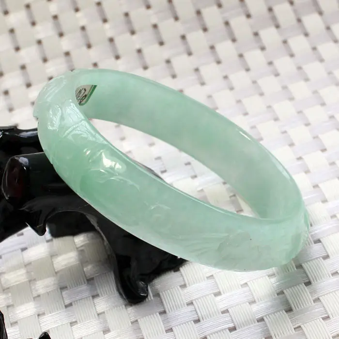 

60mm Chinese Hand-carved Emerald Green stoneite stone Gems Bracelet Bangle 5470 10.20 40