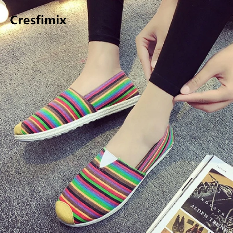 

Cresfimix women fashion comfortable slip on dance shoes lady cool spring & summer slip on flat shoes female cool flats a692