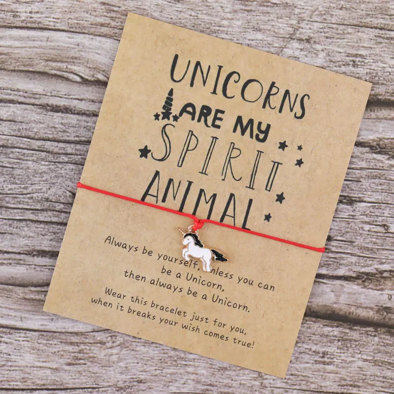 Make A Wish Unicorn браслет желаний единороги Are My Spirit Animal Lucky Red String с единорогом для