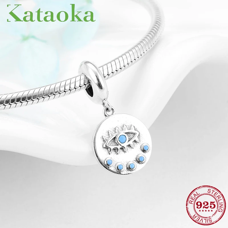 

Round Shape Devil's Eye Fine Pendant fit charm Pandora Women Bracelets DIY Jewelry Authentic 925 Sterling Silver Charms