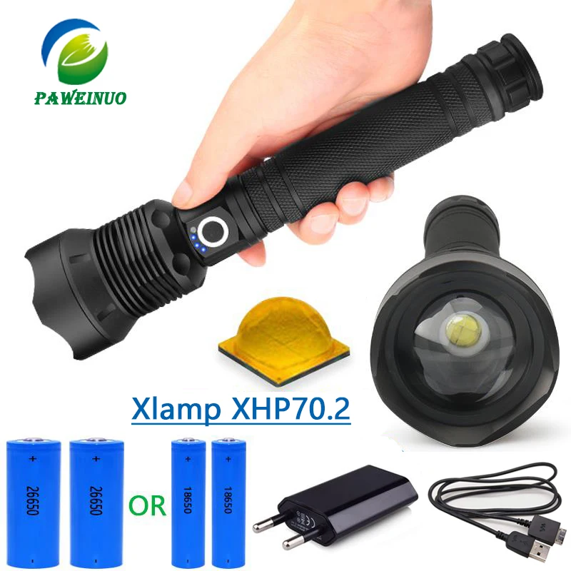 50000 لومينز xhp70.2 جدا عالية الطاقة مصباح يدوي usb مصابيح ليد المكبرة الشعلة مصباح الصيد xhp70 xhp50 18650 أو 26650 بطارية قابلة للشحن 50000 لومينز xhp70.2 جدا عالية الطاقة مصباح يدوي usb مصابيح ليد المكبرة الشعلة مصباح الصيد xhp70 xhp50 18650 أو 26650 بطارية قابلة للشحن