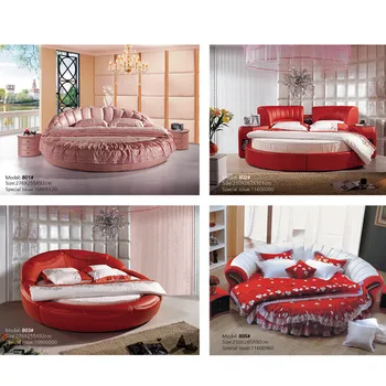 

Contemporary popular round leather bed for hotel leisure and rest