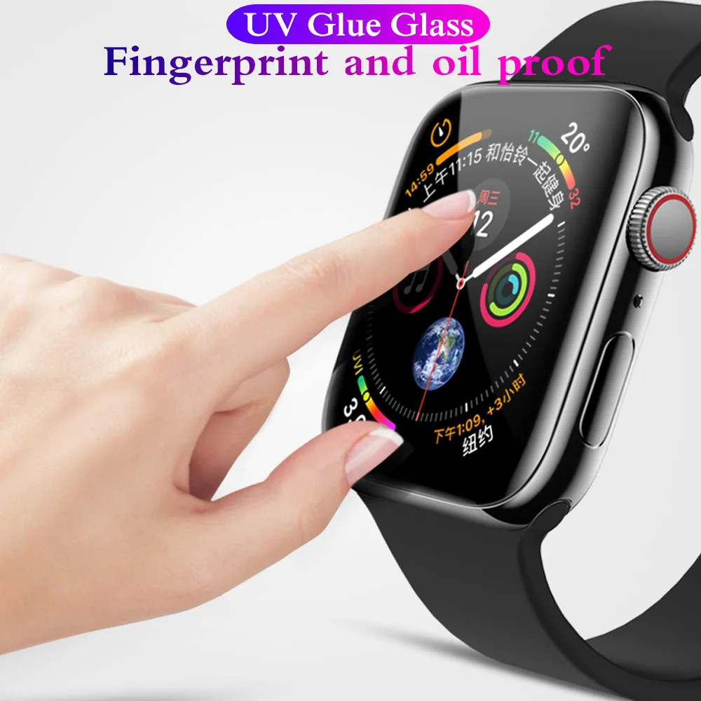Изогнутое закаленное стекло 3D для Apple Watch серии 1 2 3 4 Защита экрана iwatch 38 40 42 44 мм