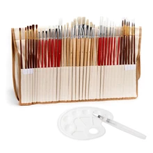 38 шт набор кистей для рисования, деревянная длинная ручка, художественные кисти, ручки для масляной краски, акриловый акварельный рисунок с холщовым пакетом, палитра красок