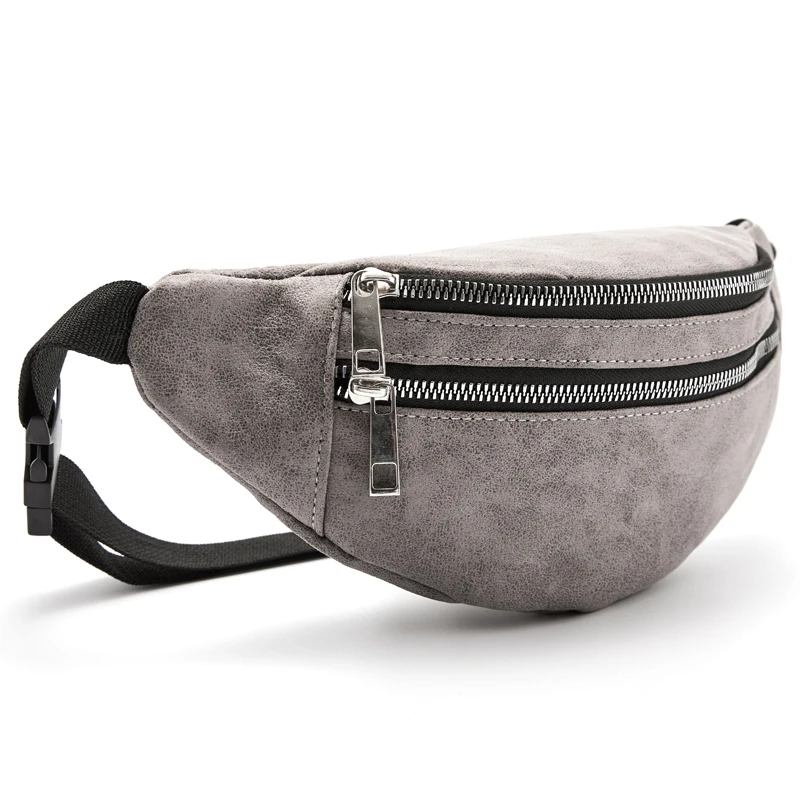  CROWDALE Chest bag for women Large capacity fashion waist packs Adjustable Belt bag Zipper Leather  - 33011664185