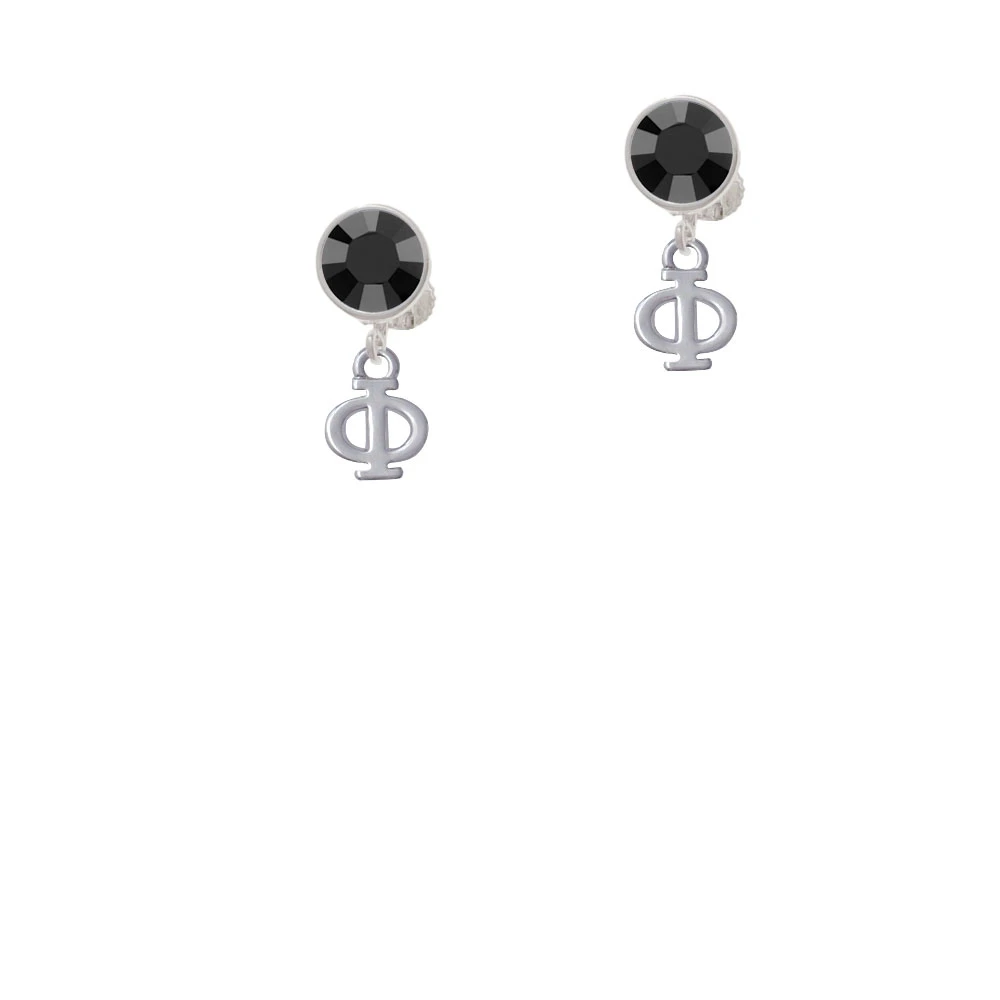 Small Greek Letter - Phi - Crystal Clip On Earrings (2)