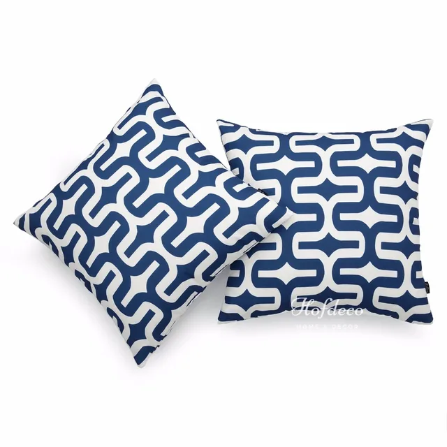2pcs Throw Pillow Cover Set Canvas Navy Blue Embrace Geometric 2pcs Throw Pillow Cover Set Canvas Navy Blue Embrace Geometric Nautical Decor 45x45cm